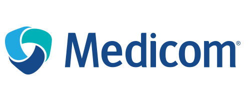 Medicom logo with a blue abstract design to the left of the word 'Medicom'.