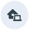 the silhouette of a house and a computer