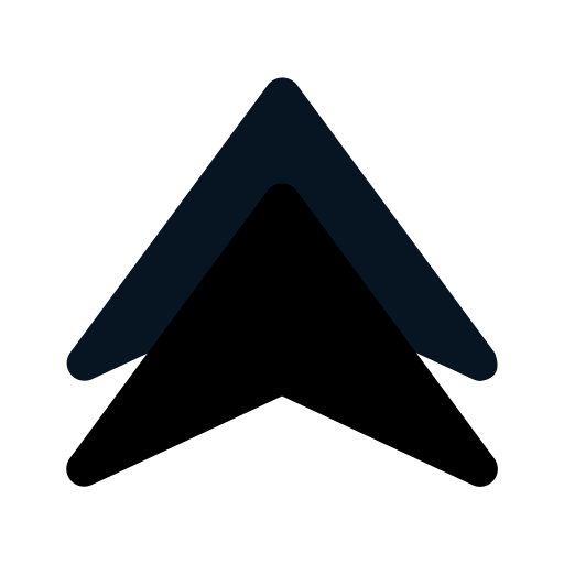 the silhouette of two overlapping upward arrows
