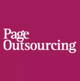 Page Outsourcing logo on a maroon background.