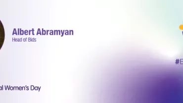 Albert Abramyan's profile photo with International Women's Day and #EmbraceEquity logo.