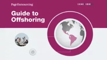 the cover for the guide to offshoring with a grey world map with south america marked in pink