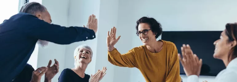 a group high five