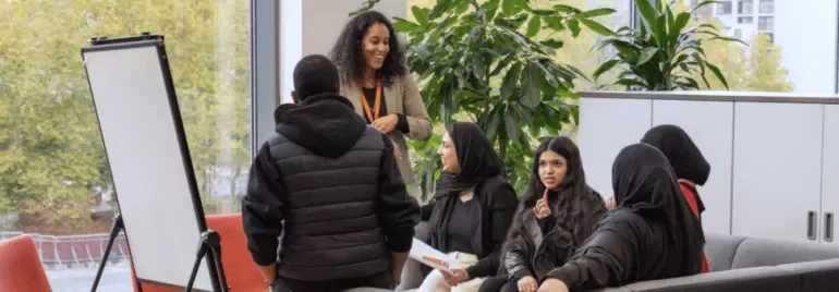 a group having a introduction meeting 