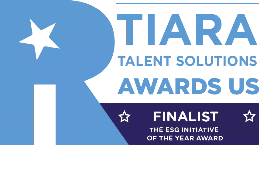Logo of TIARA Talent Solutions Awards US, showing Finalist for the ESG Initiative of the Year.
